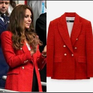 NWT Zara Red Double Breasted Blazer
